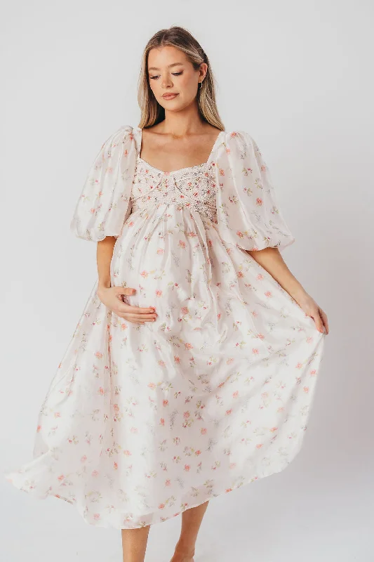 Harlow Maxi Dress in Tiny Pink Floral - Bump Friendly & Inclusive Sizing (S-3XL)