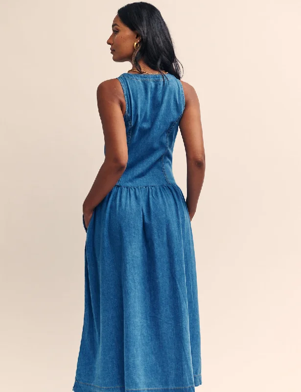 Dark Blue Denim Westbourne Midi Dress