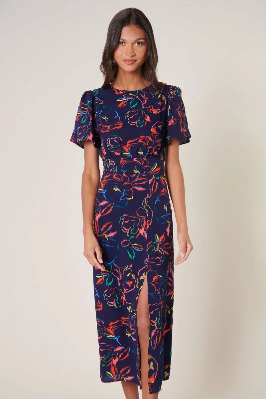 Electric Ways Midnight Bloom Midi Dress