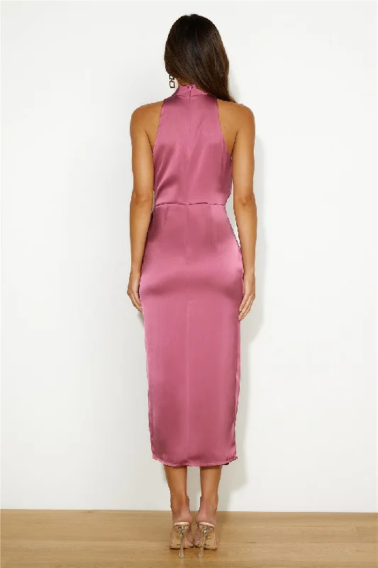 Events On High Satin Midi Dress Plum