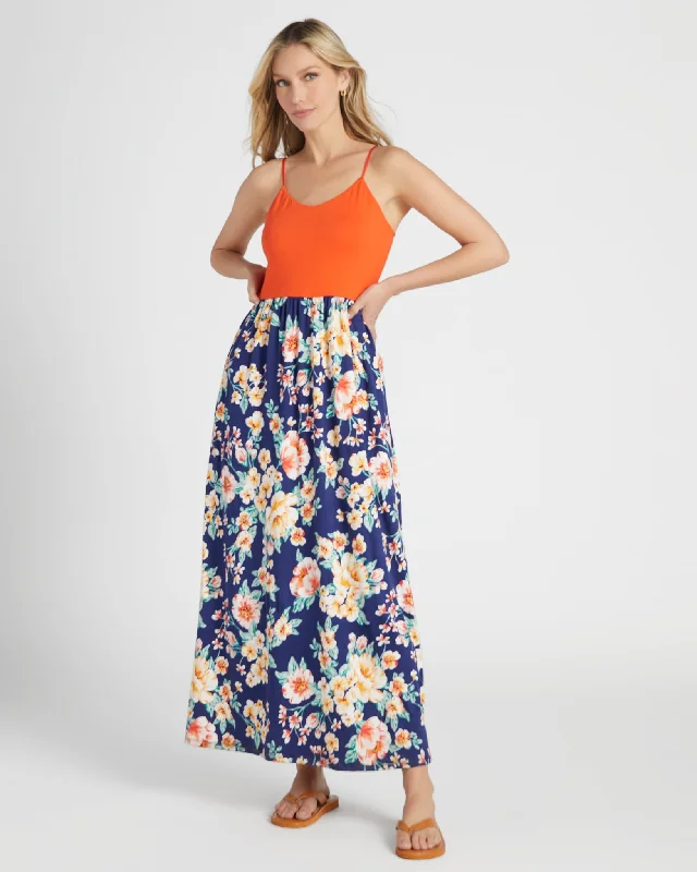 Floral and Solid Maxi Dress