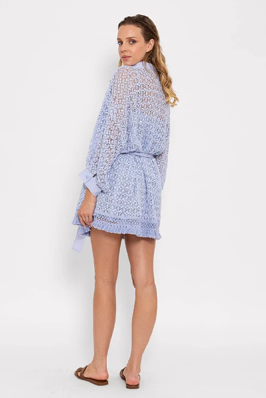 FLORINE SHORT DRESS CROCHET LIGHT BLUE