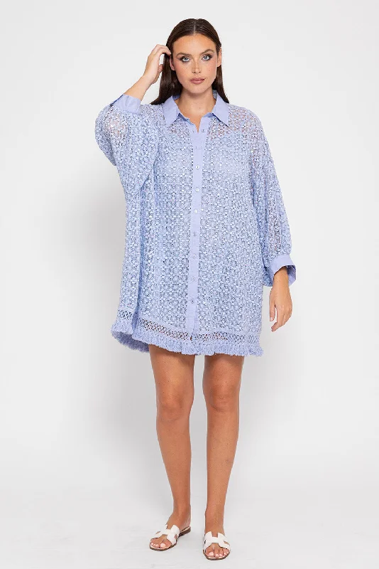 FLORINE SHORT DRESS CROCHET LIGHT BLUE