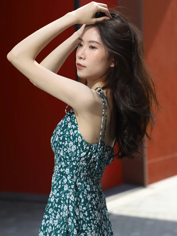 Basic Tie Shoulder Floral Mini Dress