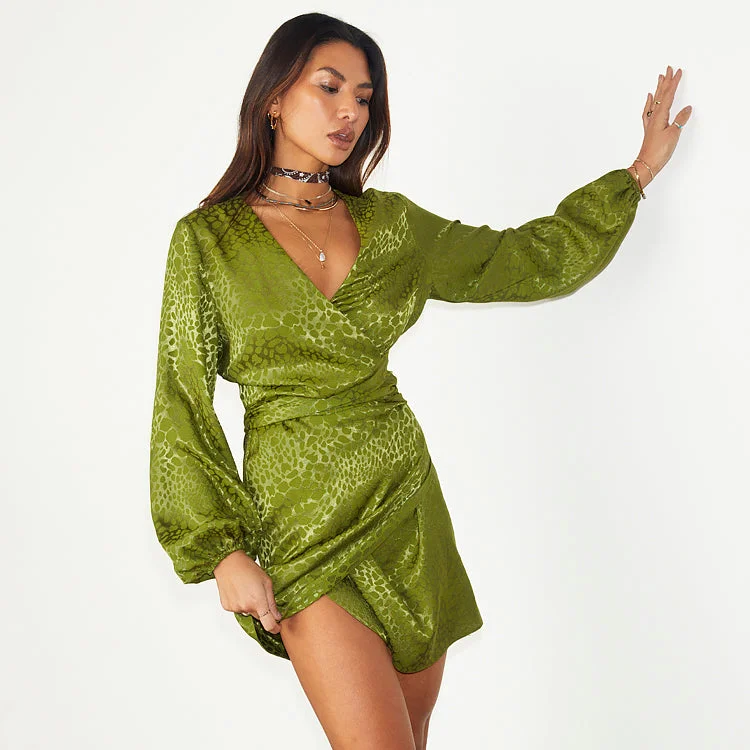 Green Jacquard Mini Vienna Dress