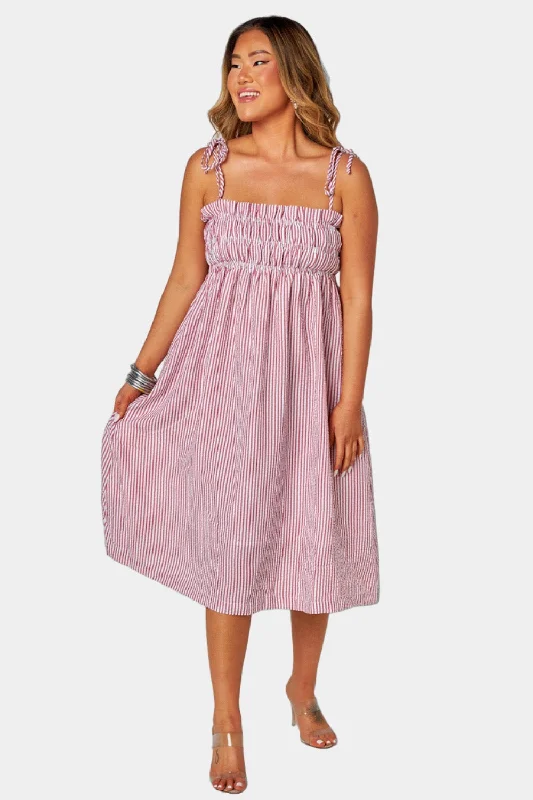 Lexi Tie-Shoulder Midi Dress - Dusty Pink