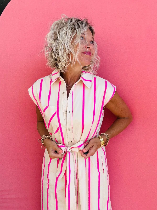 Pink Stripe Midi