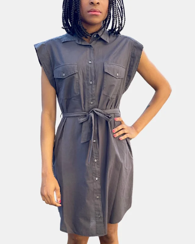 ROBINA WOVEN DRESS IN ANTHRACITE