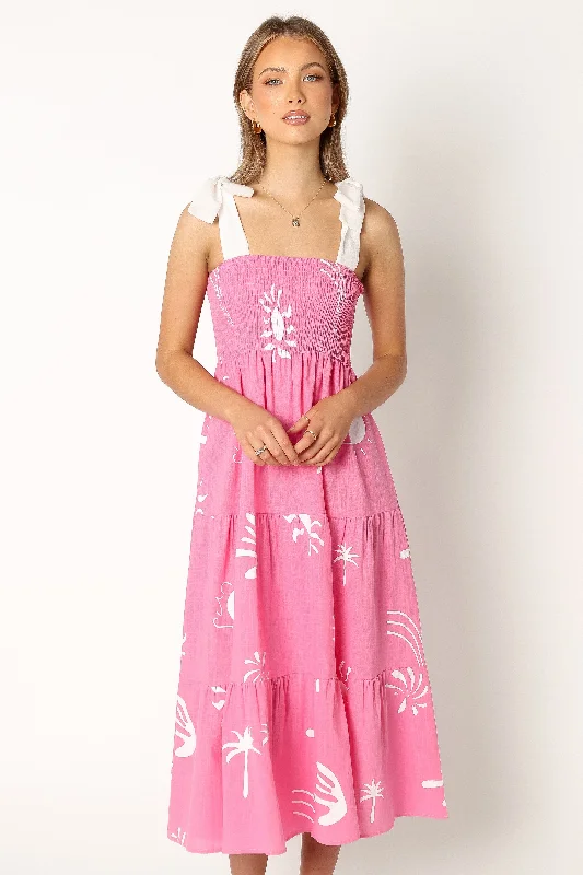 Sarelle Midi Dress - Hot Pink