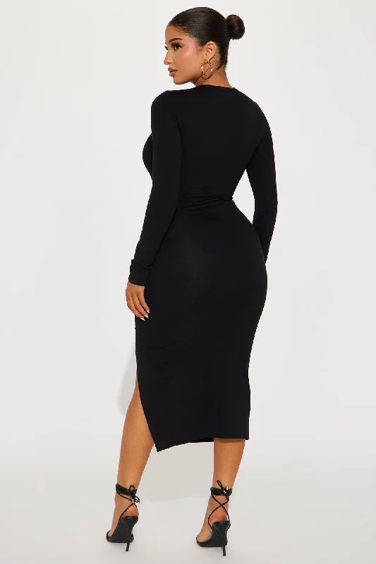 Stacey Cotton Midi Dress - Black