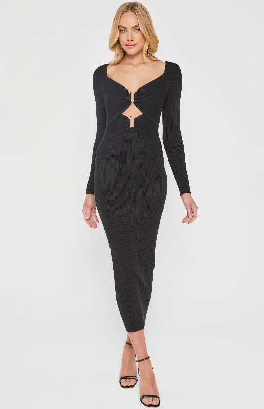 VALENTINA MIDI DRESS -BLACK