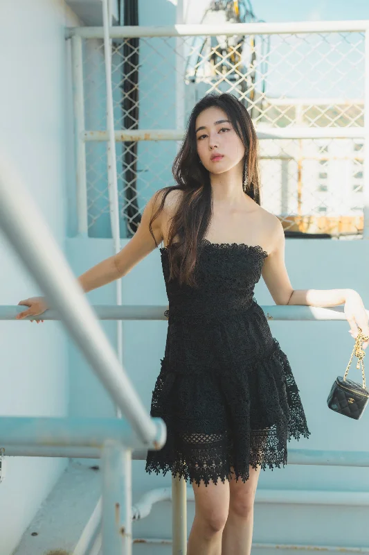 Anastasia Black Lace Cocktail Dress