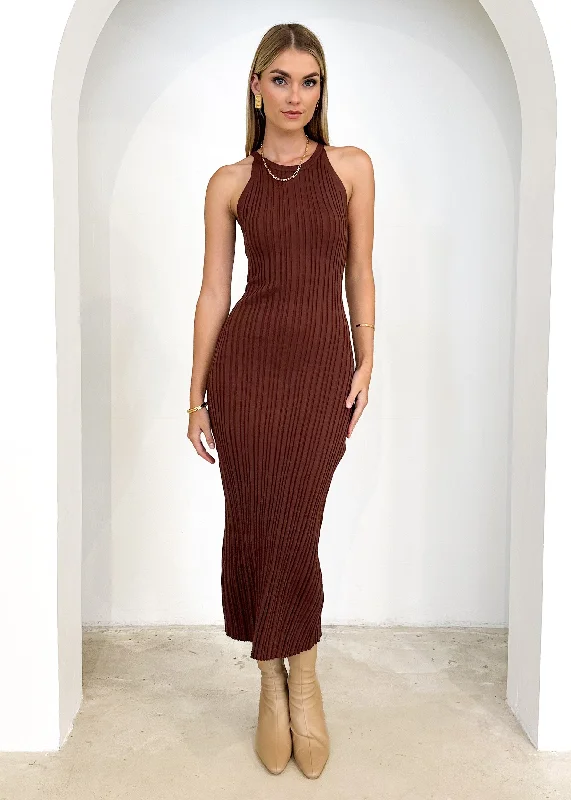 Aclerro Knit Maxi Dress - Chocolate