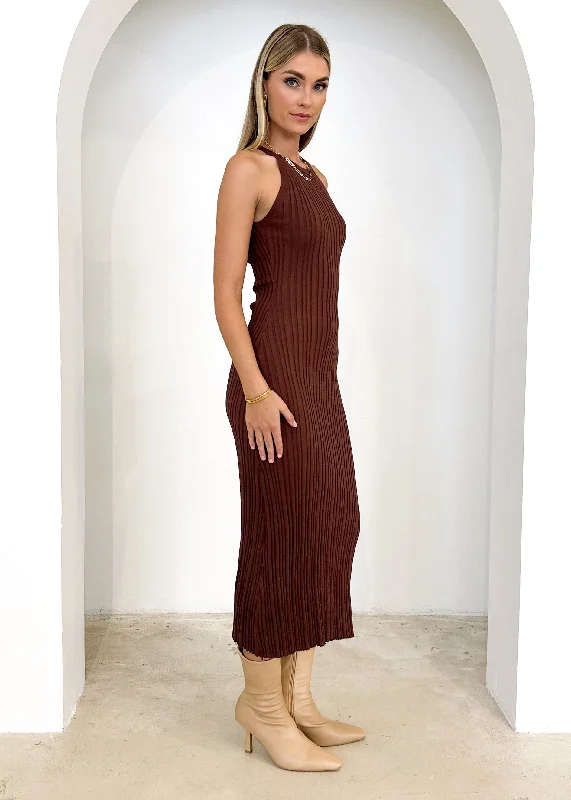 Aclerro Knit Maxi Dress - Chocolate