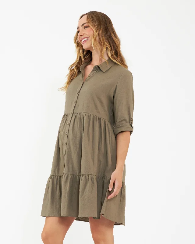 Adel Linen Dress Olive