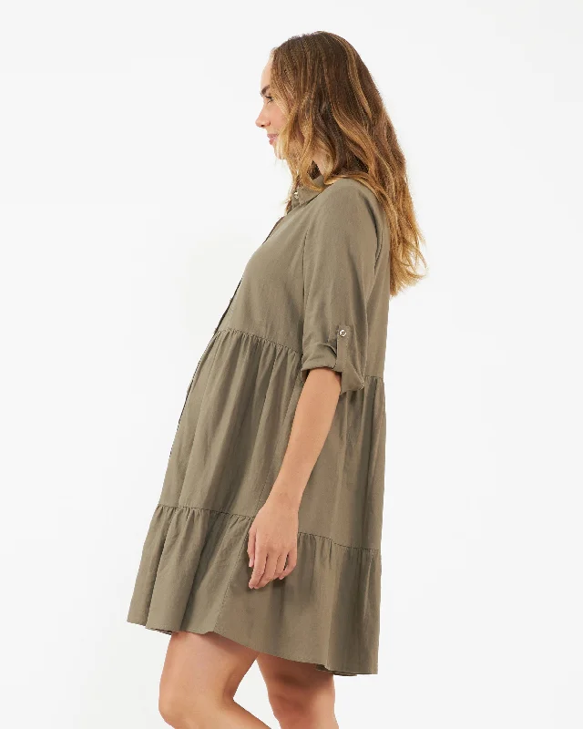 Adel Linen Dress Olive