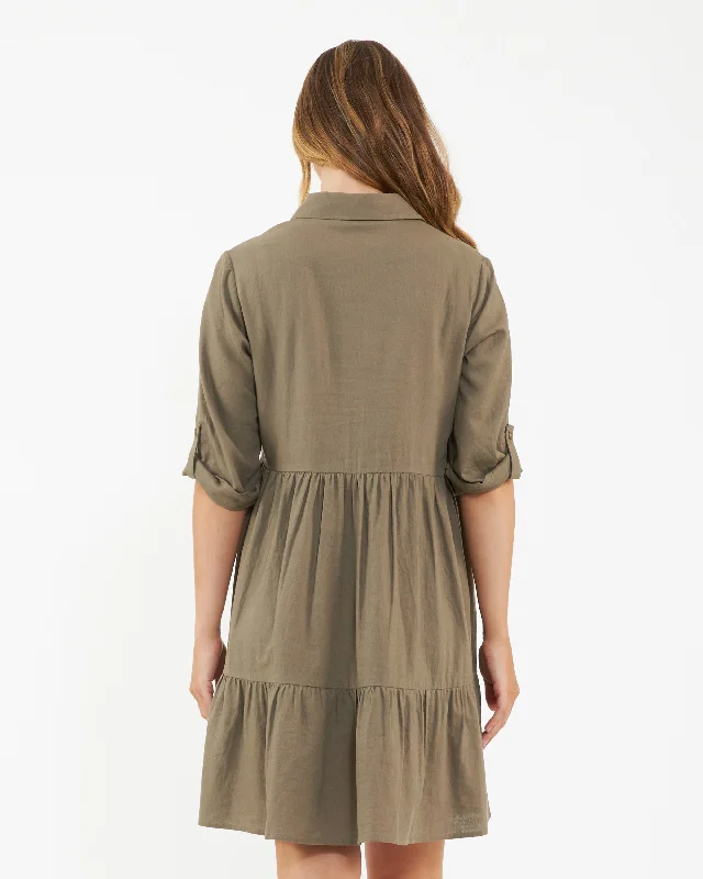 Adel Linen Dress Olive