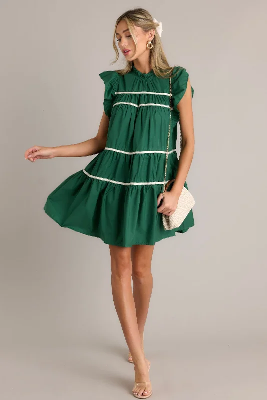 All Around The World 100% Cotton Green Mini Dress