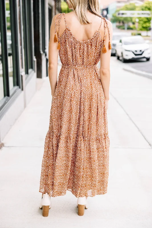 All Of Your Love Brown Ditsy Leopard Maxi Dress