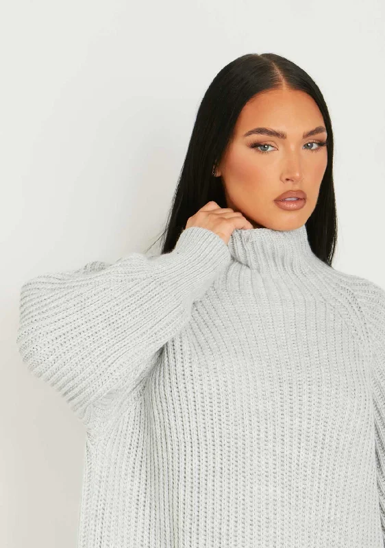 Amie Grey Chunky Knit Jumper Dress