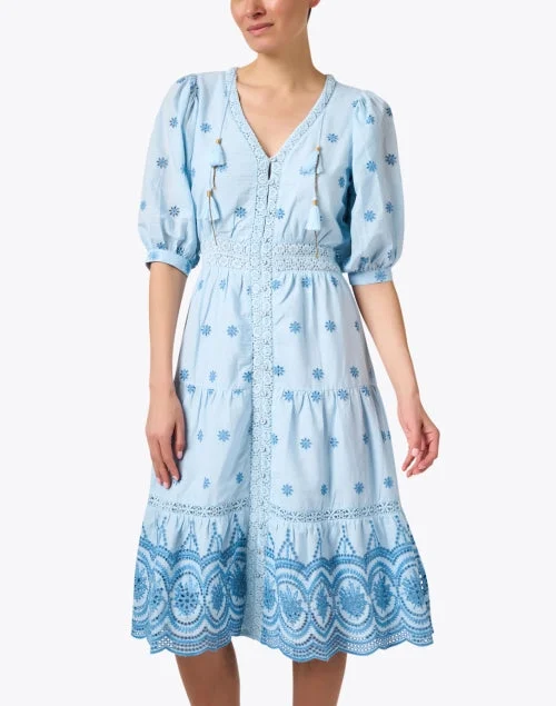 Ann Blue Eyelet Cotton Dress