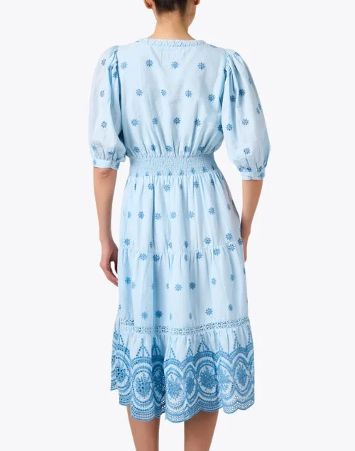 Ann Blue Eyelet Cotton Dress