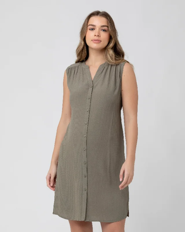 April Nursing Tunic Dress Moss