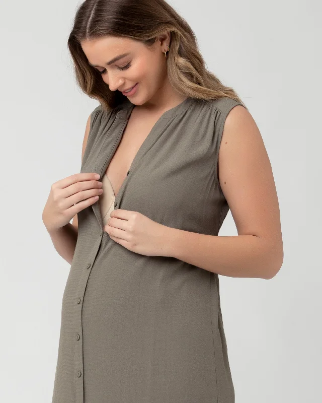 April Nursing Tunic Dress Moss