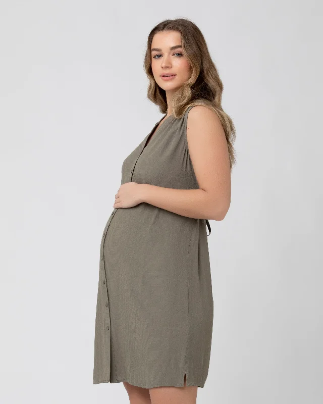 April Nursing Tunic Dress Moss