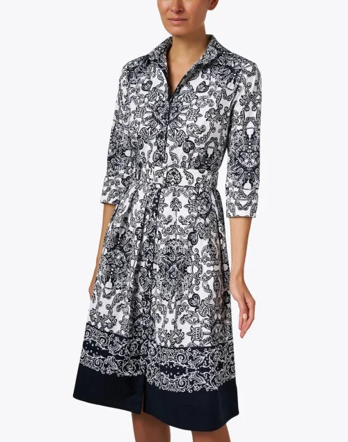 Audrey Indigo Print Stretch Cotton Dress