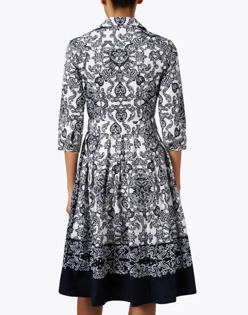 Audrey Indigo Print Stretch Cotton Dress