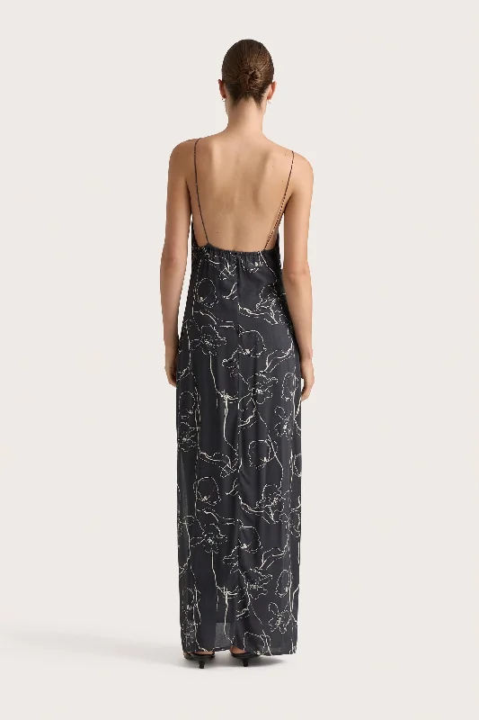 Aurelie Maxi Dress Calla Charred Navy