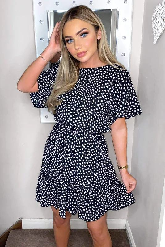 Black Spot Print Day Dress