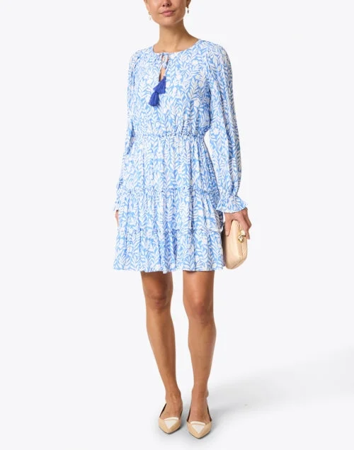 Blue Floral Vine Printed Dress