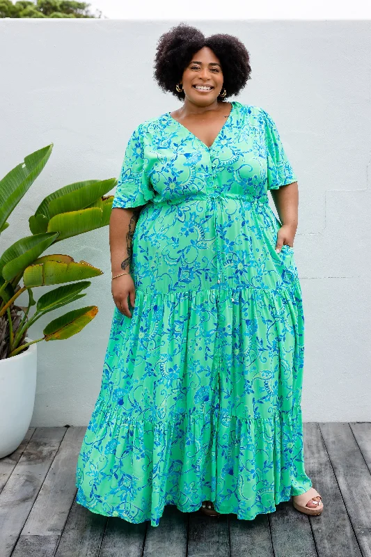 Bonnie Maxi Dress in Evergreen Print