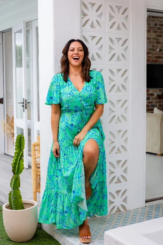 Bonnie Maxi Dress in Evergreen Print