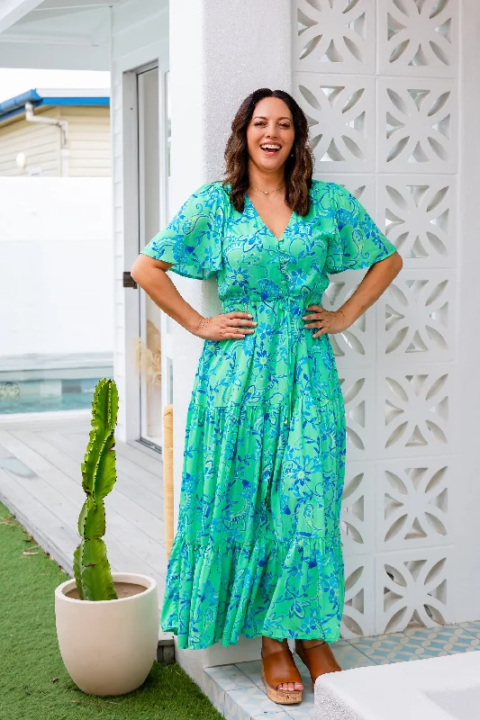 Bonnie Maxi Dress in Evergreen Print