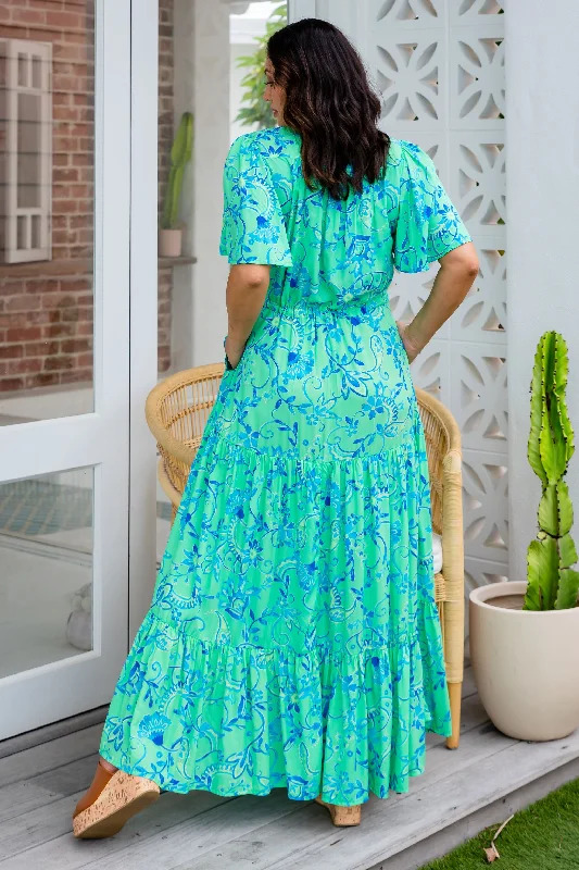 Bonnie Maxi Dress in Evergreen Print