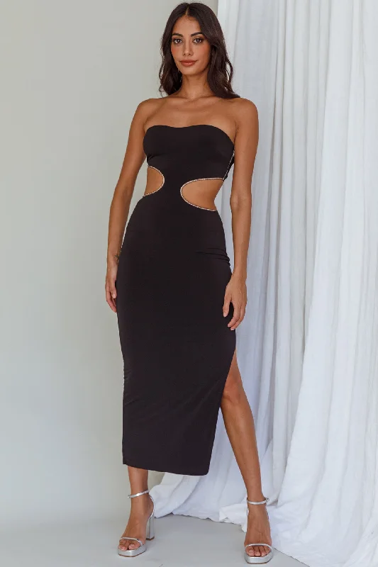 Bridget Cut-Out Midi Dress Black