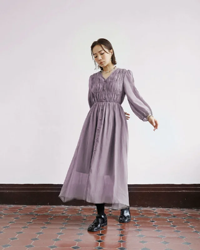 Button Through Ruched Dress