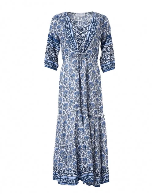 Carrie Navy Printed Midi Dress