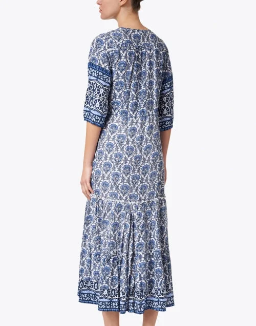 Carrie Navy Printed Midi Dress