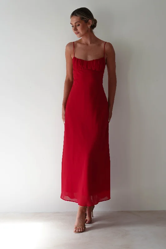 Cayson Open Back Maxi Dress | Red