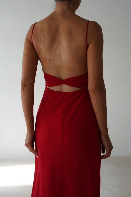 Cayson Open Back Maxi Dress | Red