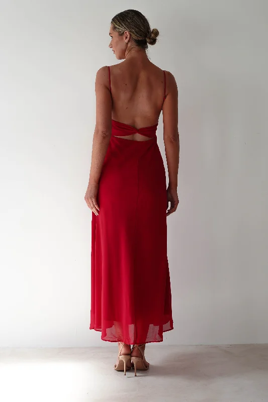 Cayson Open Back Maxi Dress | Red