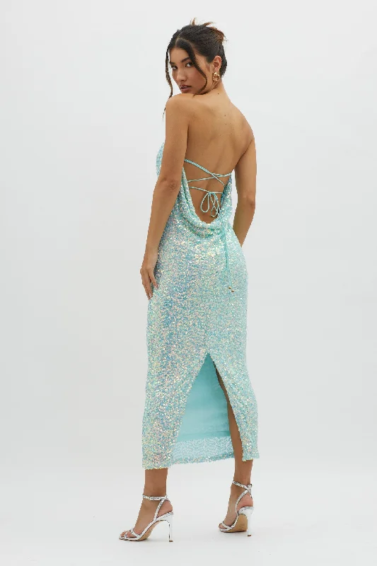 C'est Moi Sequin Laced Back Blue