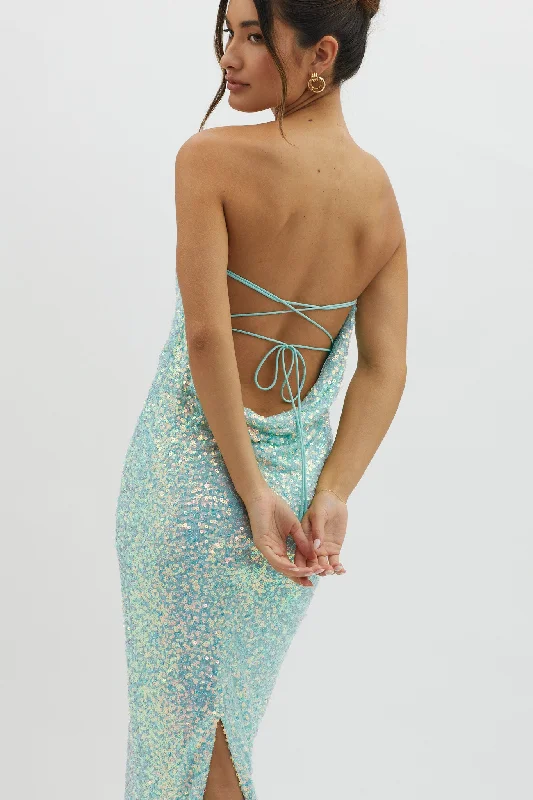 C'est Moi Sequin Laced Back Blue