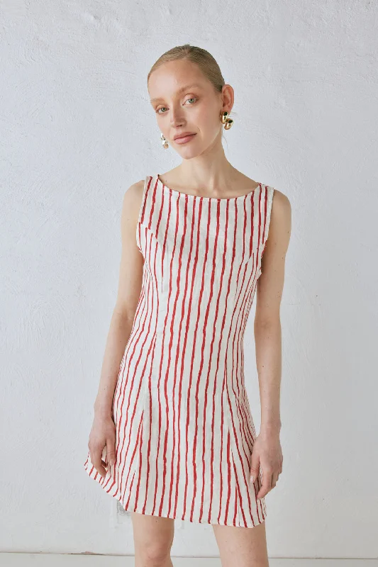 Chloe Linen Mini Dress Stripe