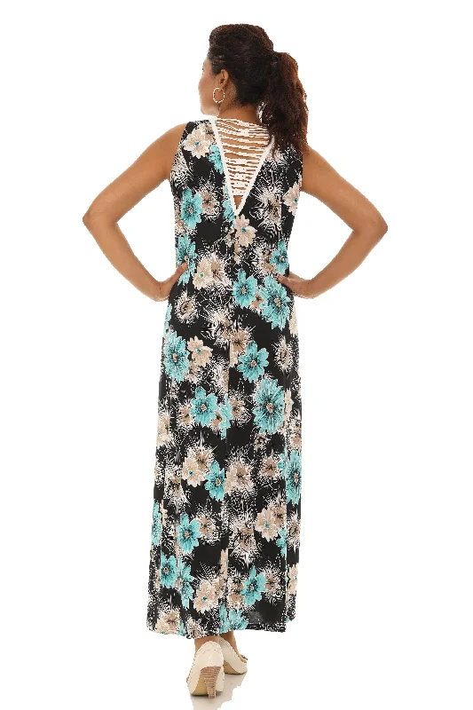 Floral Print Sleeveless Maxi Dress