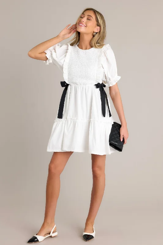 Decision Made 100% Cotton Ivory Puff Sleeve Mini Dress